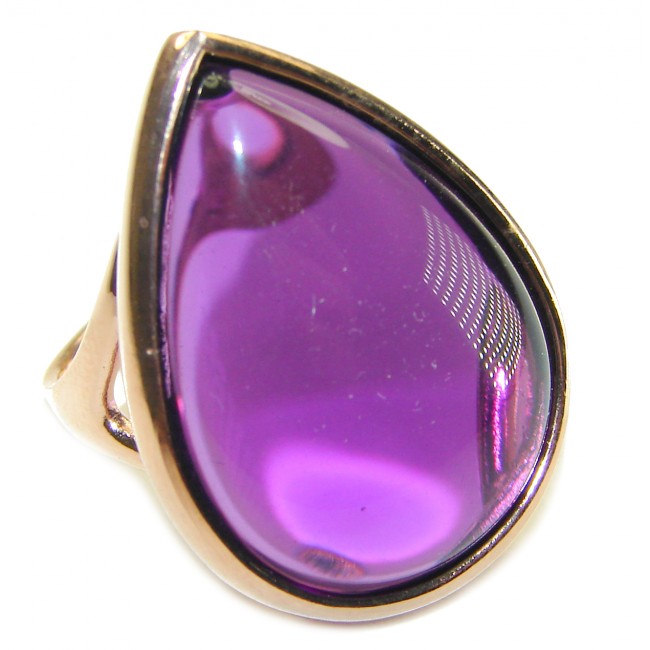 Spectacular 28.5 carat Amethyst 14K Gold over .925 Sterling Silver Handcrafted Large Ring size 6