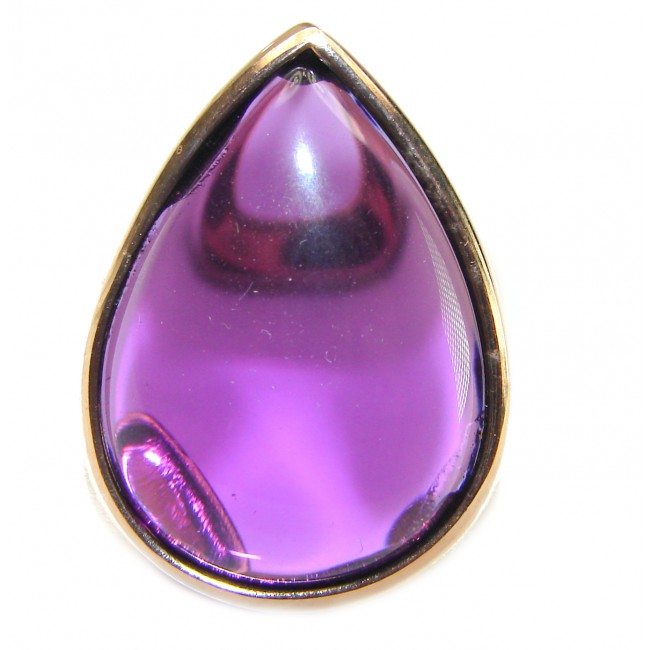 Spectacular 28.5 carat Amethyst 14K Gold over .925 Sterling Silver Handcrafted Large Ring size 6