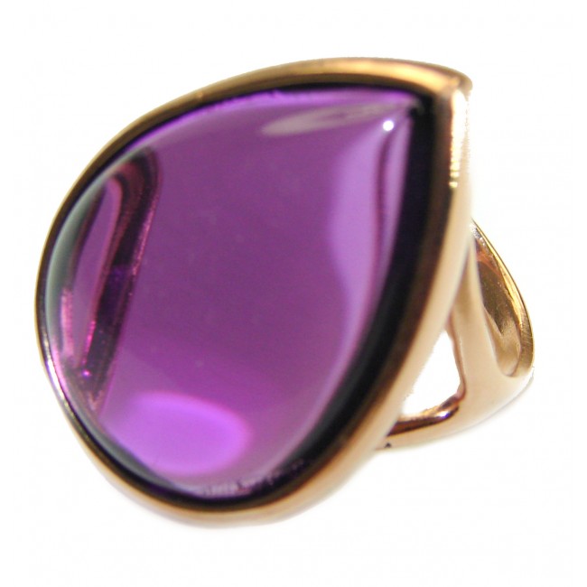 Spectacular 28.5 carat Amethyst 14K Gold over .925 Sterling Silver Handcrafted Large Ring size 6