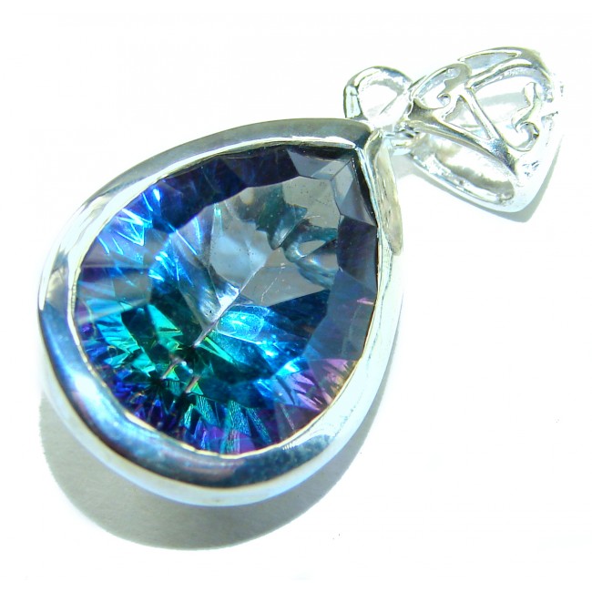 The best quality authentic 12.5 carat Mystic Topaz .925 Sterling Silver handcrafted pendant