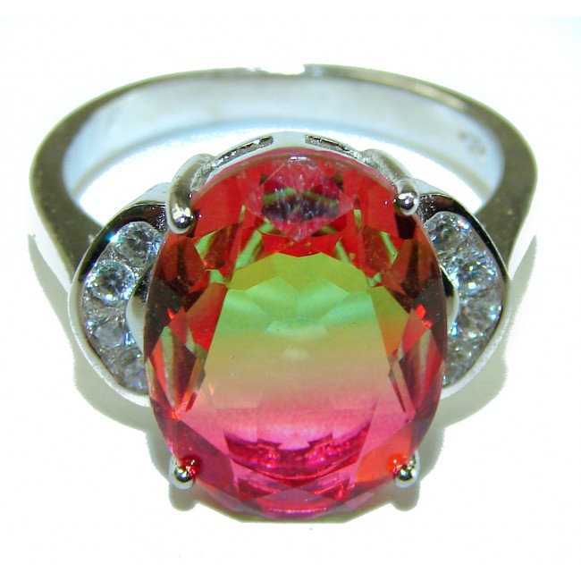 10.8 carat Brazilian Tourmaline .925 Sterling Silver Perfectly handcrafted Ring s. 8 1/4