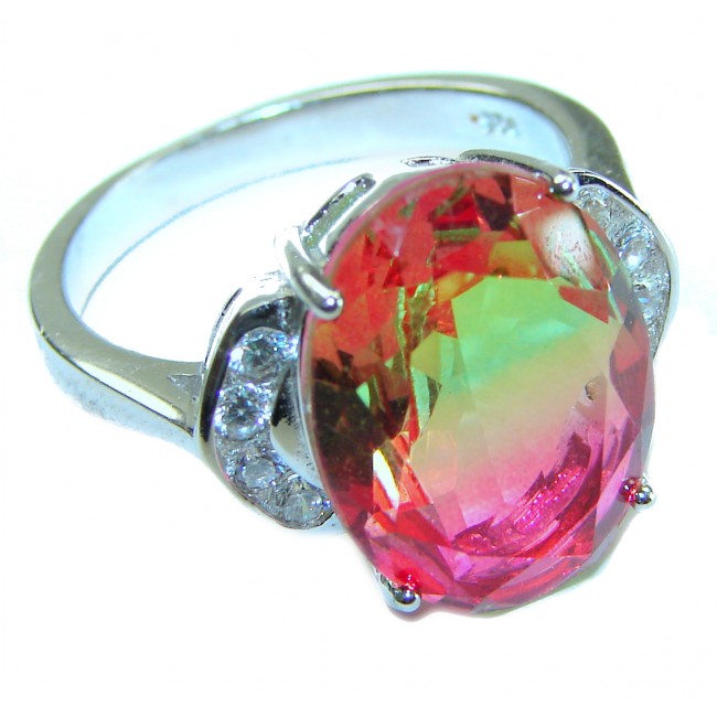 10.8 carat Brazilian Tourmaline .925 Sterling Silver Perfectly handcrafted Ring s. 8 1/4