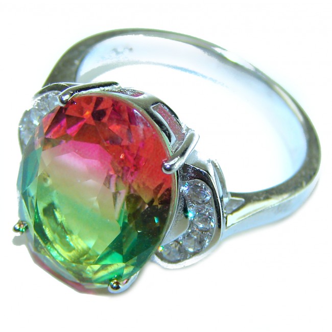 10.8 carat Brazilian Tourmaline .925 Sterling Silver Perfectly handcrafted Ring s. 8 1/4