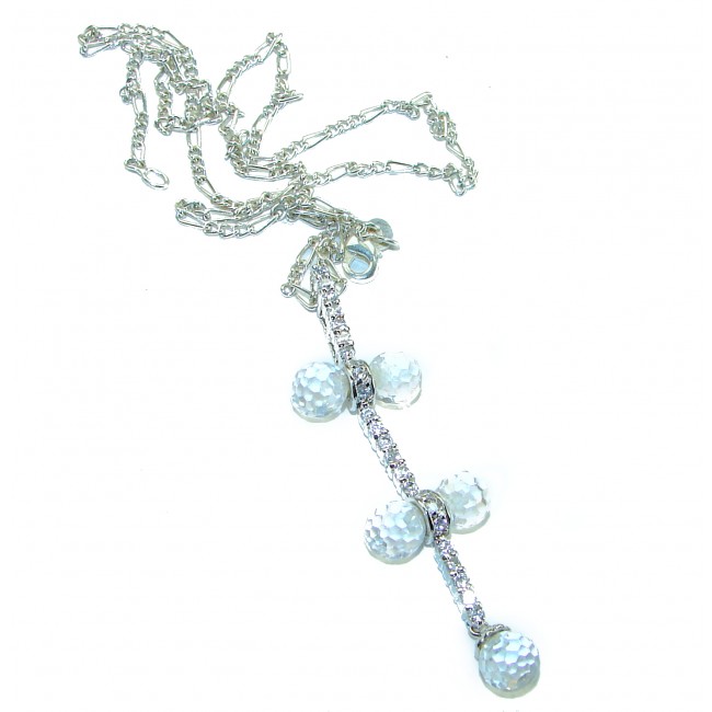 Exclusive 5 dazzling Sphere White Topaz .925 Sterling Silver handcrafted necklace