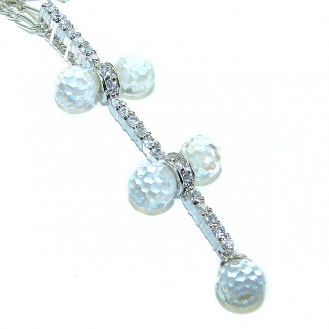 Exclusive 5 dazzling Sphere White Topaz .925 Sterling Silver handcrafted necklace