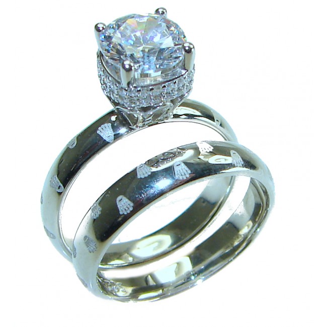 Spectacular 8.5 carat White Topaz .925 Sterling Silver stack up ring size 8 1/4