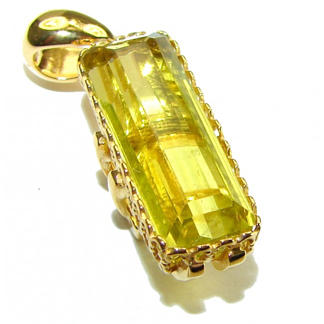 Authentic Golden Lemon Quartz 18K Gold over .925 Sterling Silver handmade Pendant