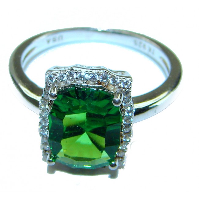 Timless Beauty 6.5 carat Helenite .925 Sterling Silver handmade Ring s. 7 1/4