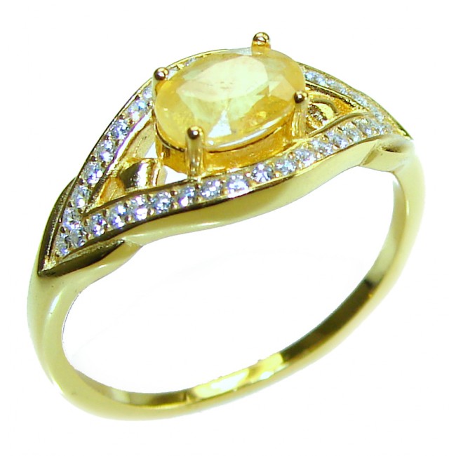 3.5 carat Yellow Sapphire 14K Gold over .925 Sterling Silver handcrafted ring; s. 8 1/4