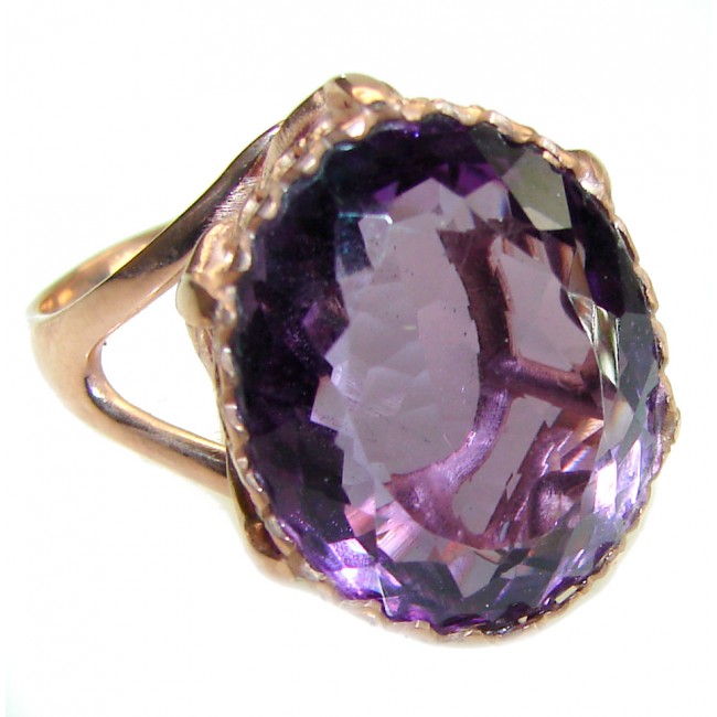 Dramatic design 10.8 carat Amethyst 14K Gold over .925 Sterling Silver Handcrafted Ring size 8