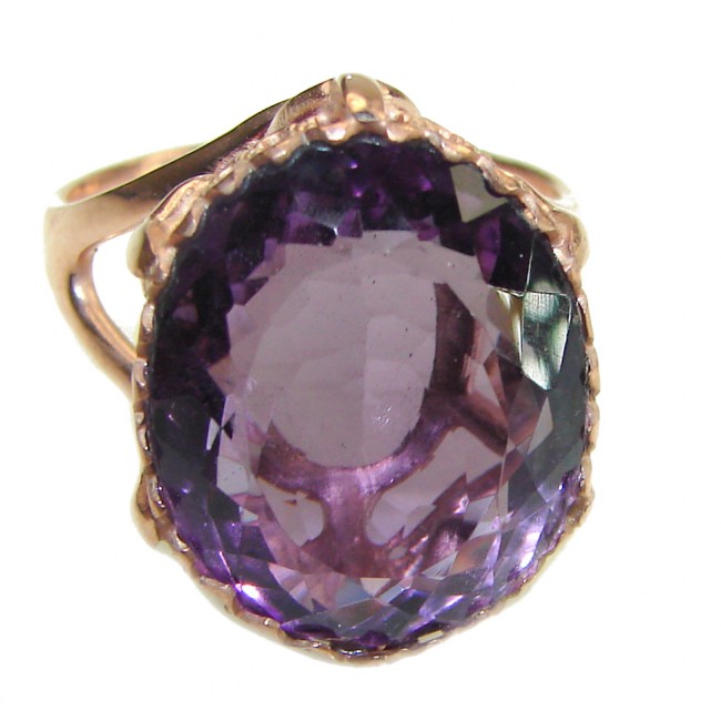 Dramatic design 10.8 carat Amethyst 14K Gold over .925 Sterling Silver Handcrafted Ring size 8