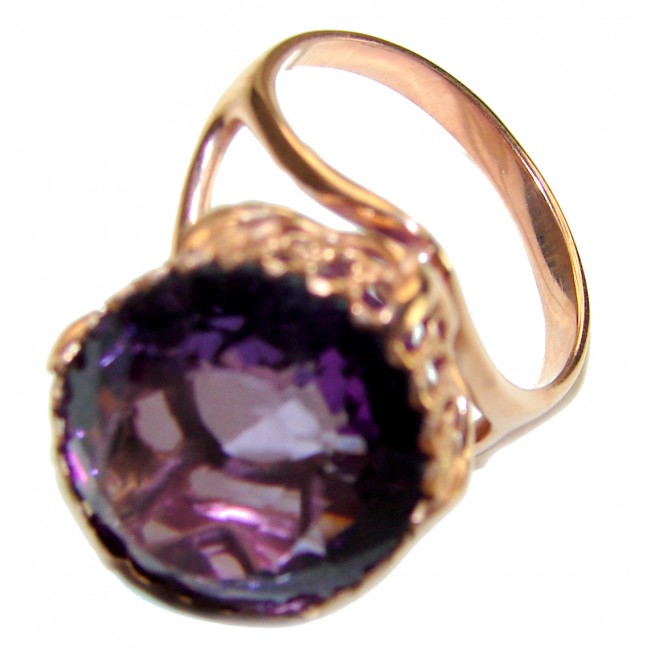 Dramatic design 10.8 carat Amethyst 14K Gold over .925 Sterling Silver Handcrafted Ring size 8