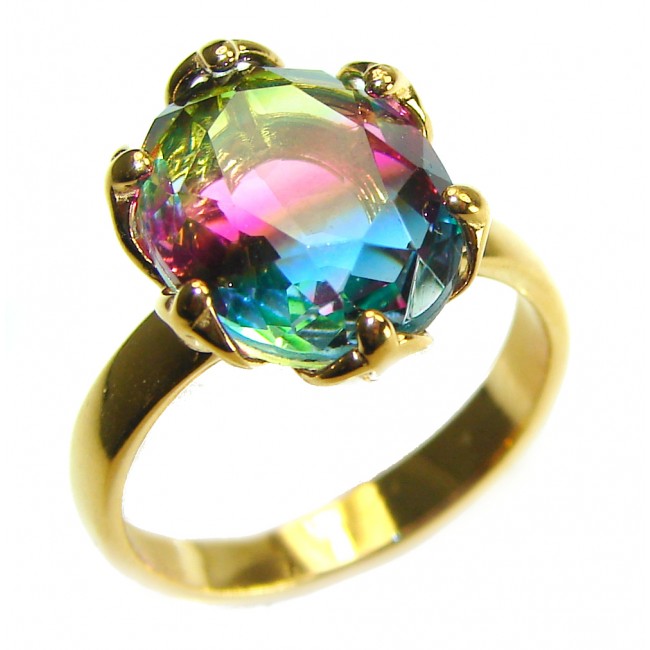 11.8 carat Brazilian Tourmaline 14K Gold over .925 Sterling Silver Perfectly handcrafted Ring s. 6