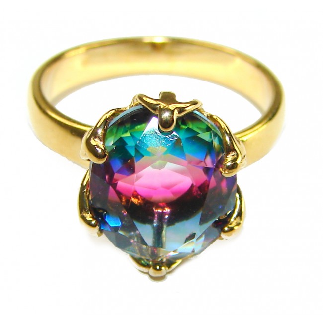 11.8 carat Brazilian Tourmaline 14K Gold over .925 Sterling Silver Perfectly handcrafted Ring s. 6