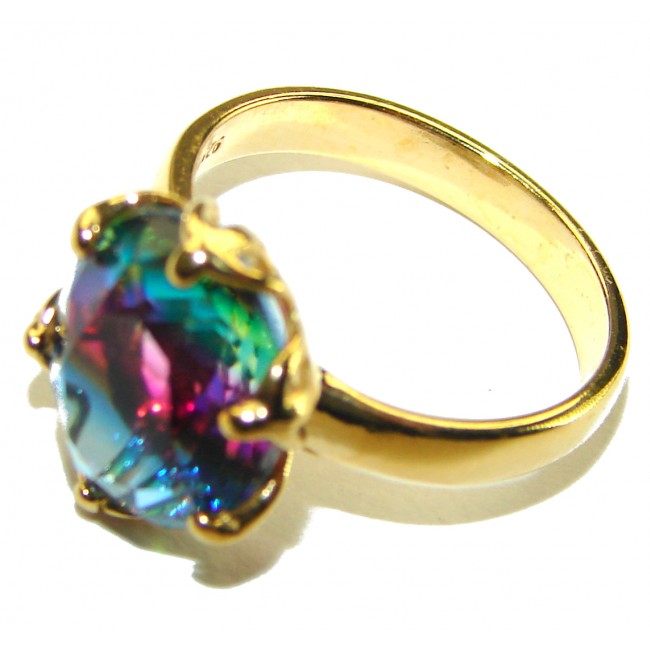 11.8 carat Brazilian Tourmaline 14K Gold over .925 Sterling Silver Perfectly handcrafted Ring s. 6