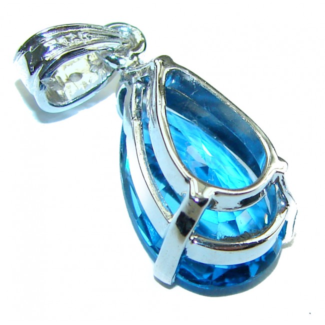 Enchanted Ocean drop 12.5 carat London Blue Topaz .925 Sterling Silver handmade Pendant