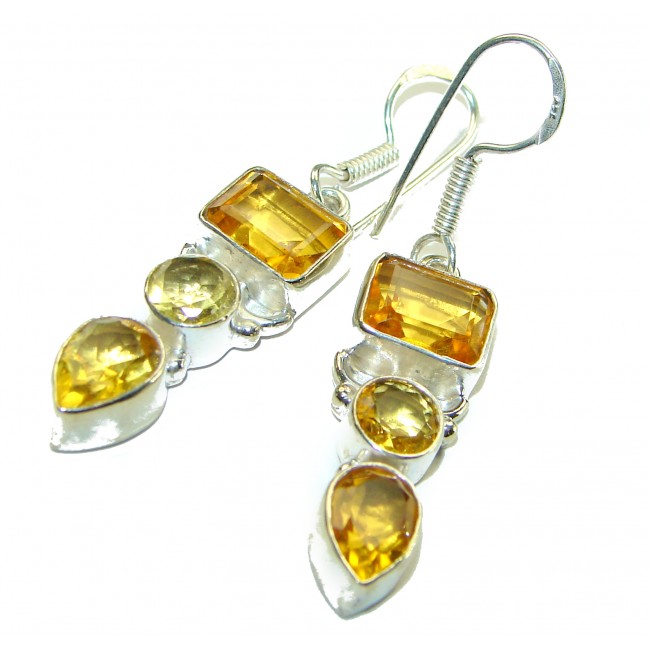 Lemon Quartz .925 Sterling Silver handmade Statement earrings