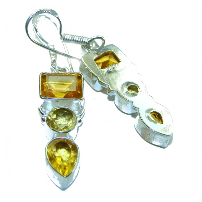 Lemon Quartz .925 Sterling Silver handmade Statement earrings