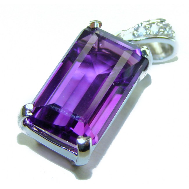 Vintage Design 12.5 carat emerald cut Amethyst .925 Sterling Silver handcrafted Pendant