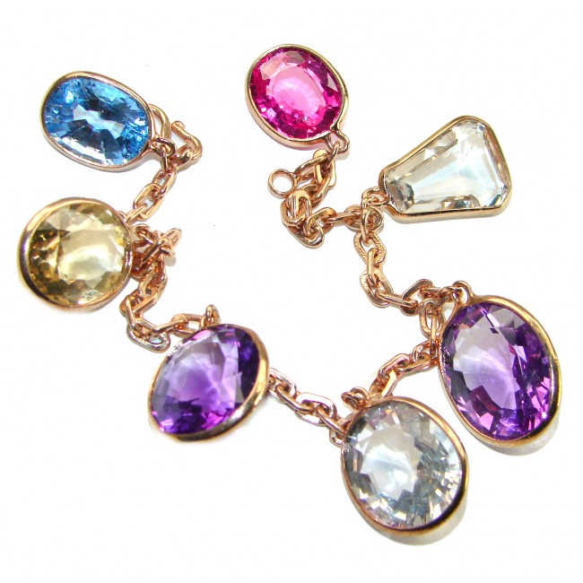 Joyful moments Mesmerizing Topaz 14K Gold over .925 Sterling Silver handmade Charm Bracelet