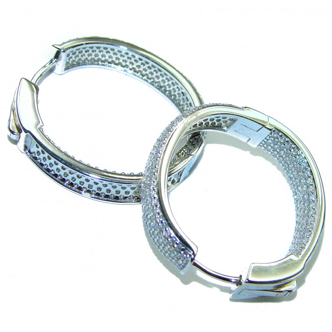 Exclusive White Topaz .925 Sterling Silver .925 Sterling Silver handcrafted Hoop Earrings