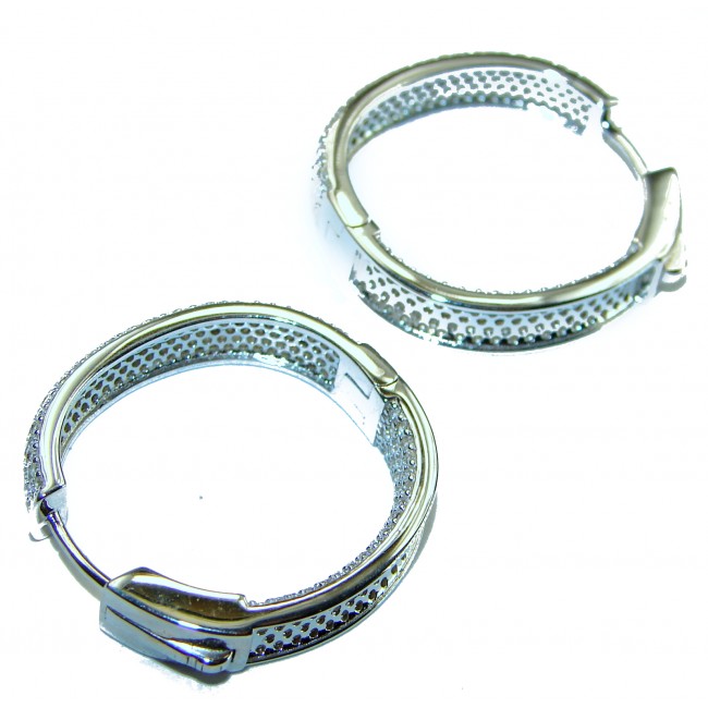 Exclusive White Topaz .925 Sterling Silver .925 Sterling Silver handcrafted Hoop Earrings