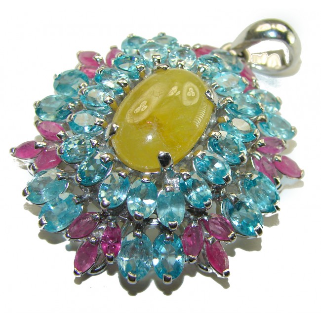 Vintage Design 45.5 carat Yellow Sapphire .925 Sterling Silver handcrafted Pendant