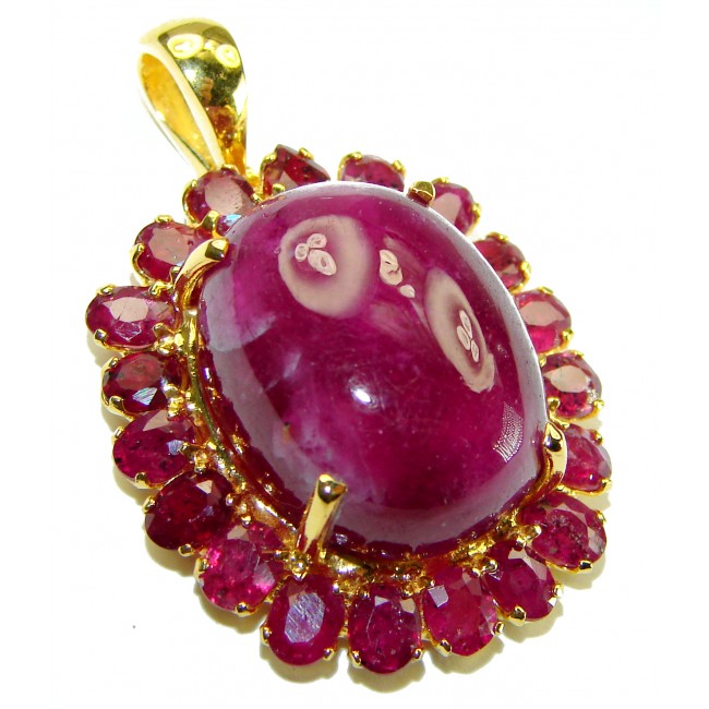 Valentina authentic 34.5 carat Ruby 18K Gold over .925 Sterling Silver handcrafted Statement Pendant