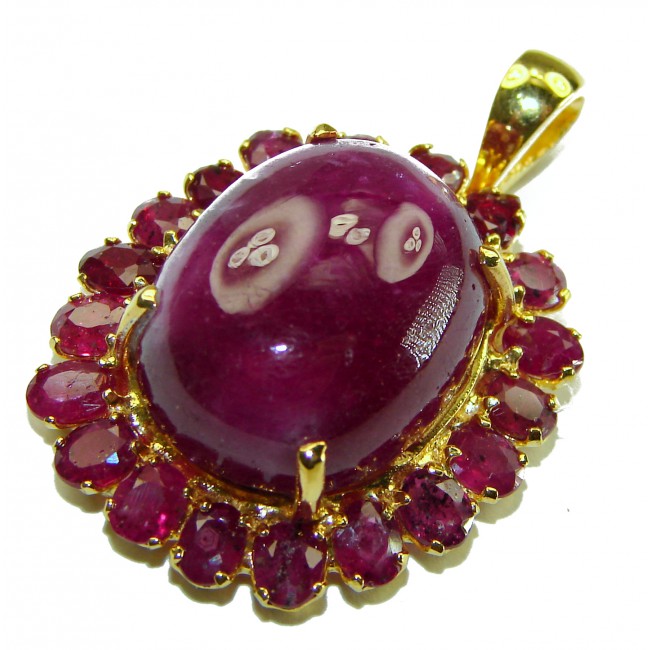 Valentina authentic 34.5 carat Ruby 18K Gold over .925 Sterling Silver handcrafted Statement Pendant