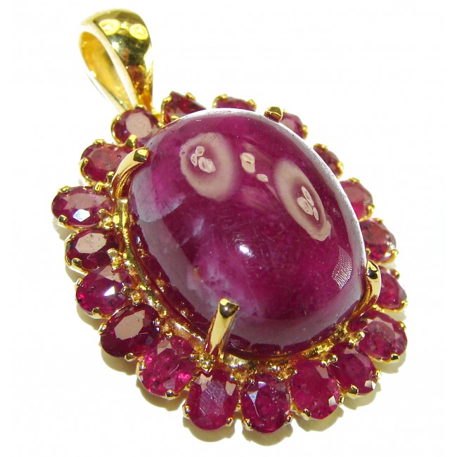 Valentina authentic 34.5 carat Ruby 18K Gold over .925 Sterling Silver handcrafted Statement Pendant