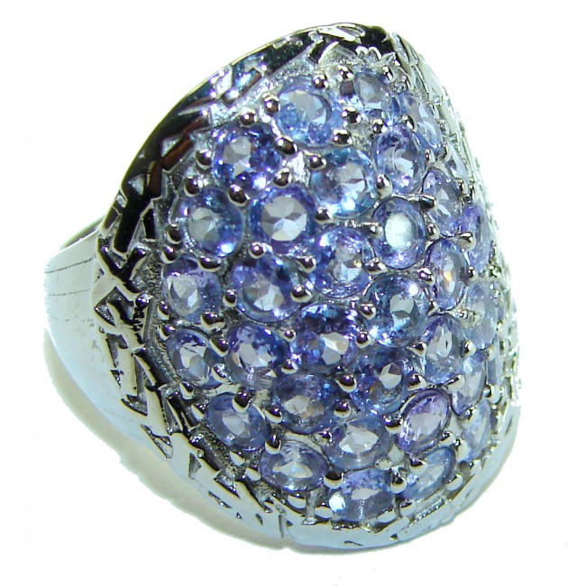 Incredible authentic 8.2 carat Tanzanite .925 Sterling Silver handmade Ring size 7 1/2