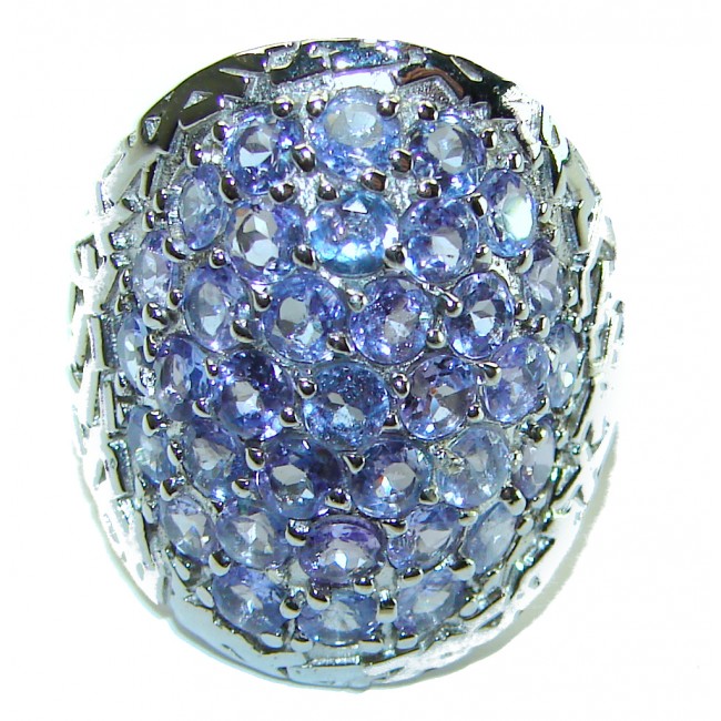 Incredible authentic 8.2 carat Tanzanite .925 Sterling Silver handmade Ring size 7 1/2