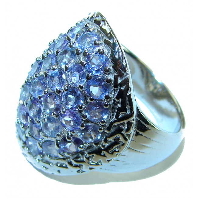 Incredible authentic 8.2 carat Tanzanite .925 Sterling Silver handmade Ring size 7 1/2