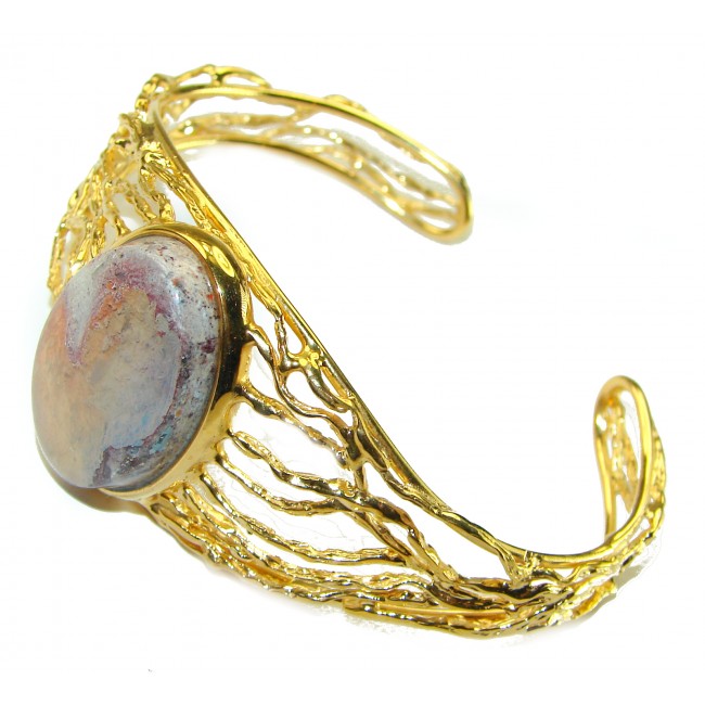 Authentic 29.8 carat Mexican Opal handmade 14K Gold over .925 Sterling Silver Bracelet / Cuff