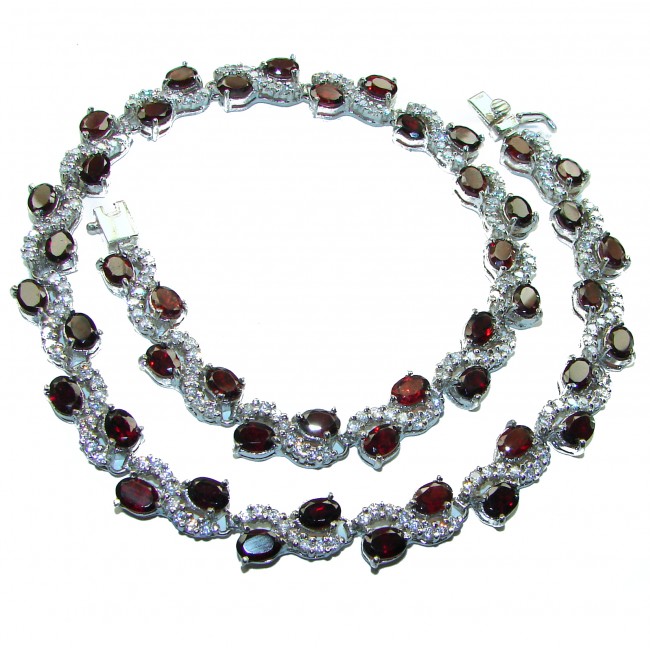 Emily - Classic Design - authentic 78.5 carat Garnet .925 Sterling Silver handcrafted necklace