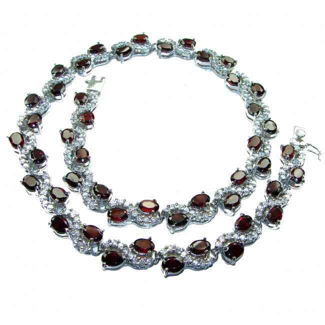 Emily - Classic Design - authentic 78.5 carat Garnet .925 Sterling Silver handcrafted necklace