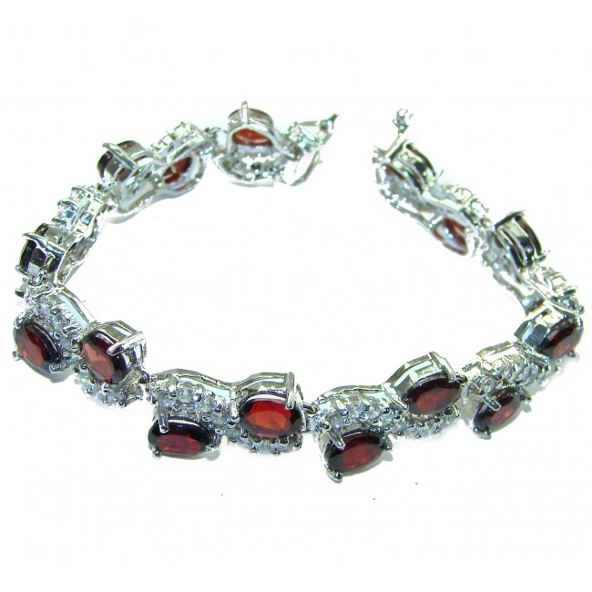 Emily - Classic Design - authentic 48.5 carat Garnet .925 Sterling Silver handcrafted bracelet