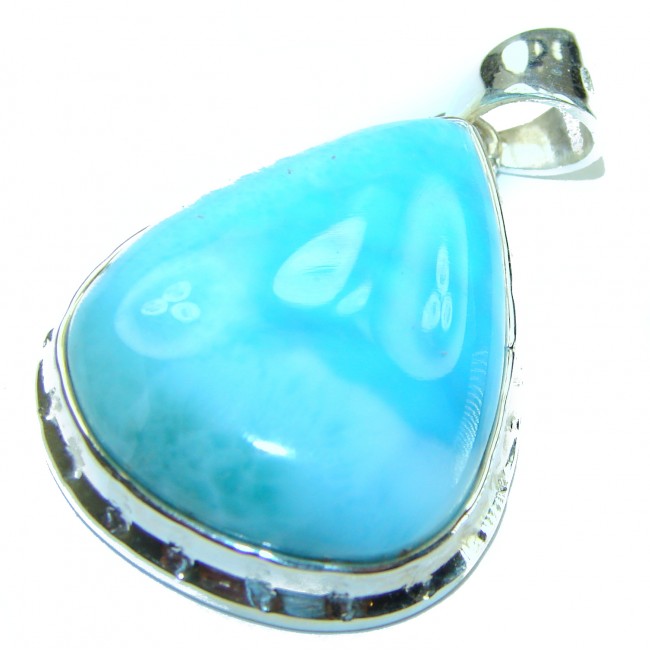 58.2 carat Natural Larimar from Dominican Republic .925 Sterling Silver handcrafted pendant