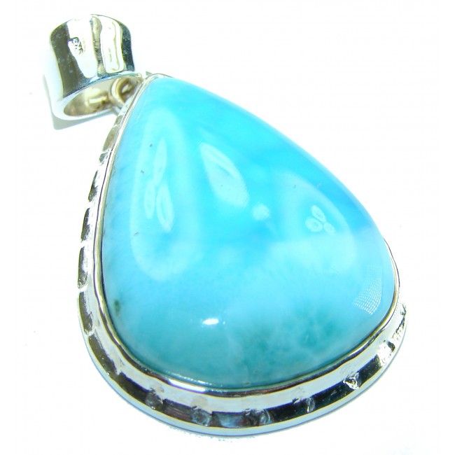 58.2 carat Natural Larimar from Dominican Republic .925 Sterling Silver handcrafted pendant