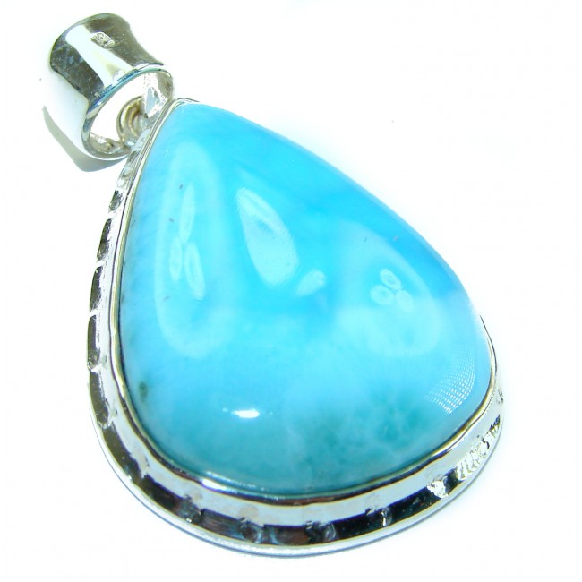 58.2 carat Natural Larimar from Dominican Republic .925 Sterling Silver handcrafted pendant