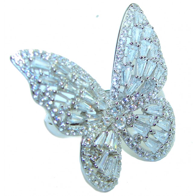 Dazzling Butterfly 11.5 carat White Topaz .925 Sterling Silver handcrafted ring size 6 1/4