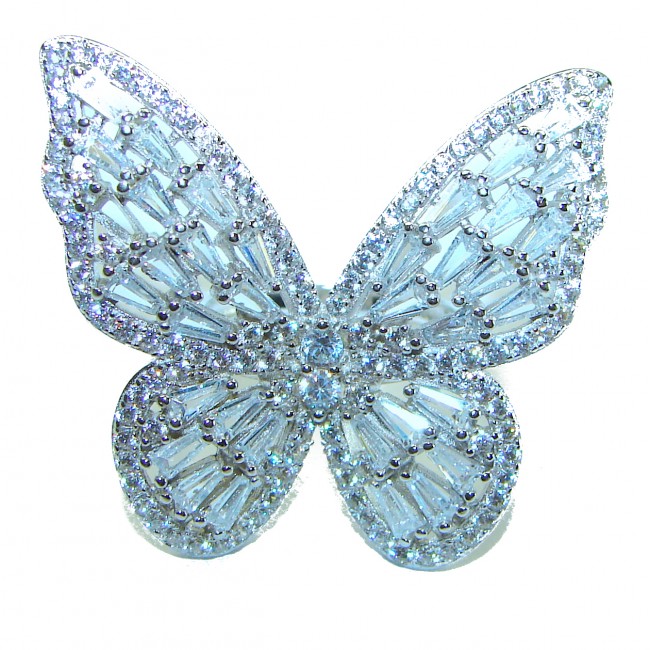 Dazzling Butterfly 11.5 carat White Topaz .925 Sterling Silver handcrafted ring size 6 1/4