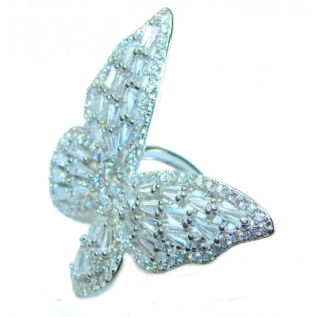 Dazzling Butterfly 11.5 carat White Topaz .925 Sterling Silver handcrafted ring size 6 1/4