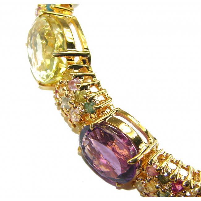 Born In Roma - Italy made 45.5 carat Multi - Gems 18k Gold over .925 Sterling Silver handmade Bracelet