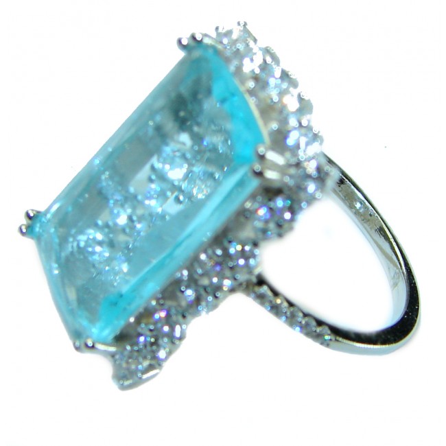 Splendid 10.5 carat Aquamarine .925 Sterling Silver Handcrafted Ring size 6 1/2