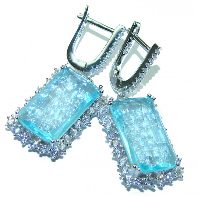 Splendid 18.5 carat Aquamarine .925 Sterling Silver Handcrafted Earrings