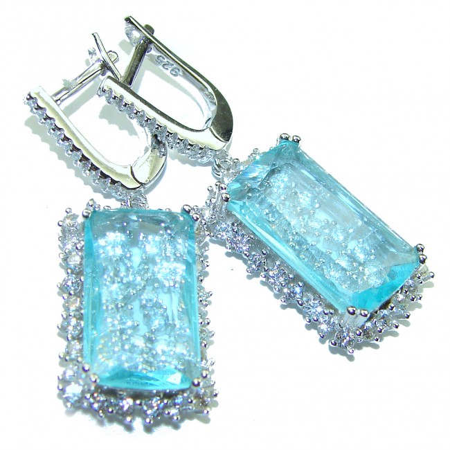 Splendid 18.5 carat Aquamarine .925 Sterling Silver Handcrafted Earrings