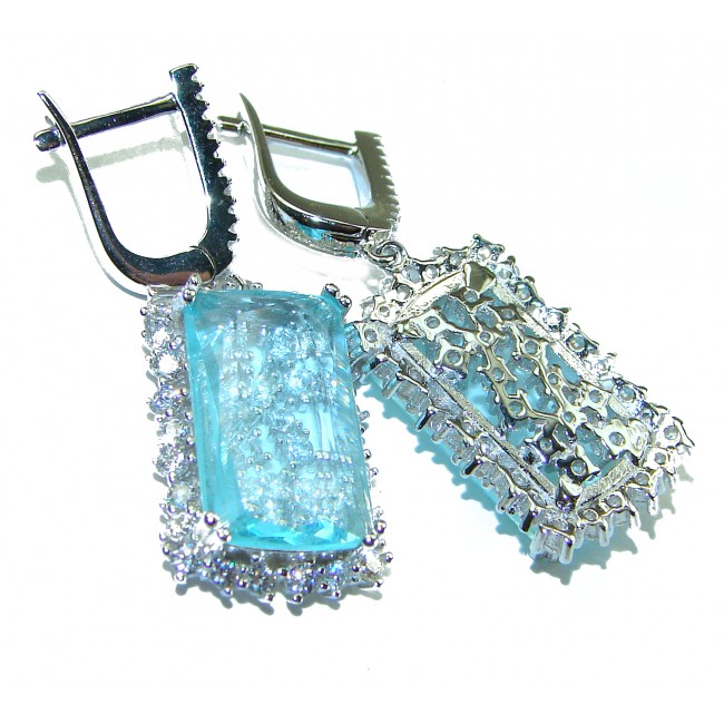 Splendid 18.5 carat Aquamarine .925 Sterling Silver Handcrafted Earrings