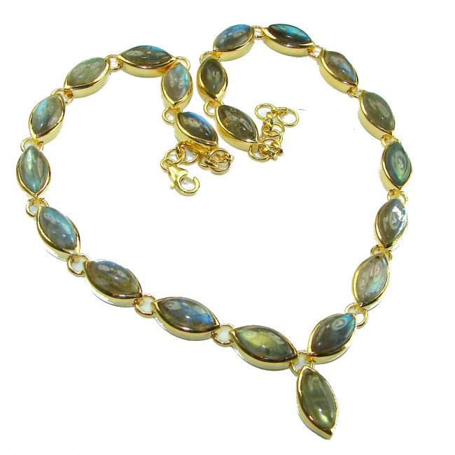 Shinning Moon Labradorite 14K Gold over .925 Sterling Silver entirely handcrafted necklace