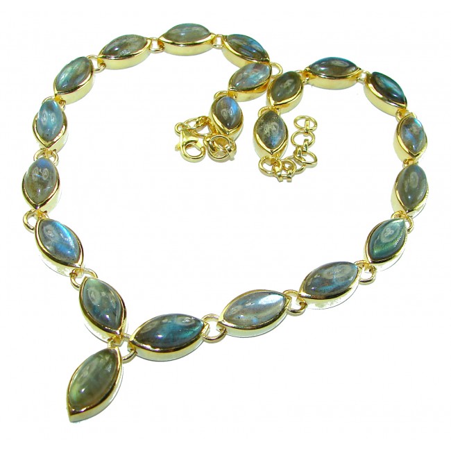 Shinning Moon Labradorite 14K Gold over .925 Sterling Silver entirely handcrafted necklace